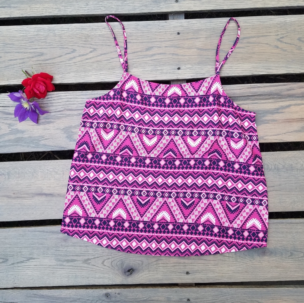 DIVIDED Tribal Pink Crop Top Cami Adjustable Strap
